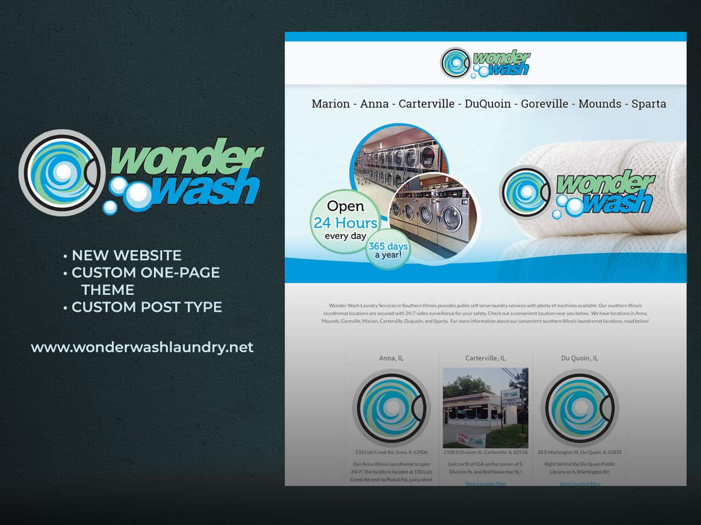 Responsive website design for Wonder Wash Laundromat